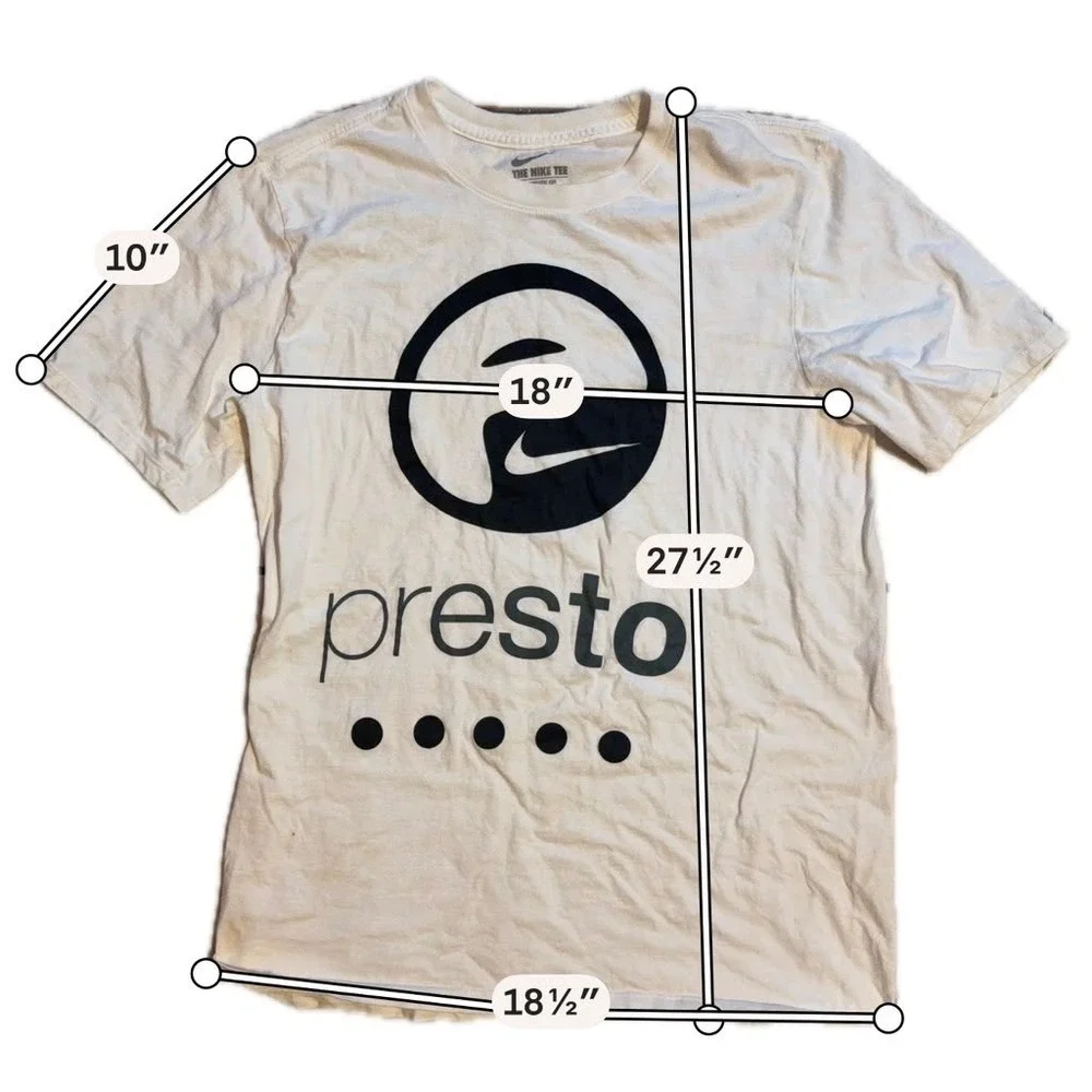 Nike Presto Graphic T-Shirt Mens Medium White Short Sleeve Athletic Cut Tee
